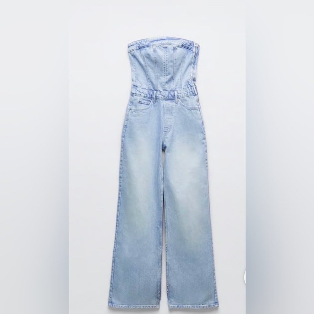 Zara Corset Denim Jumpsuit